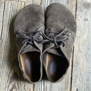 suede birkenstock oxfords. discontinued style.